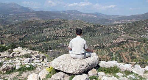 Yoga on the mountain in Greece